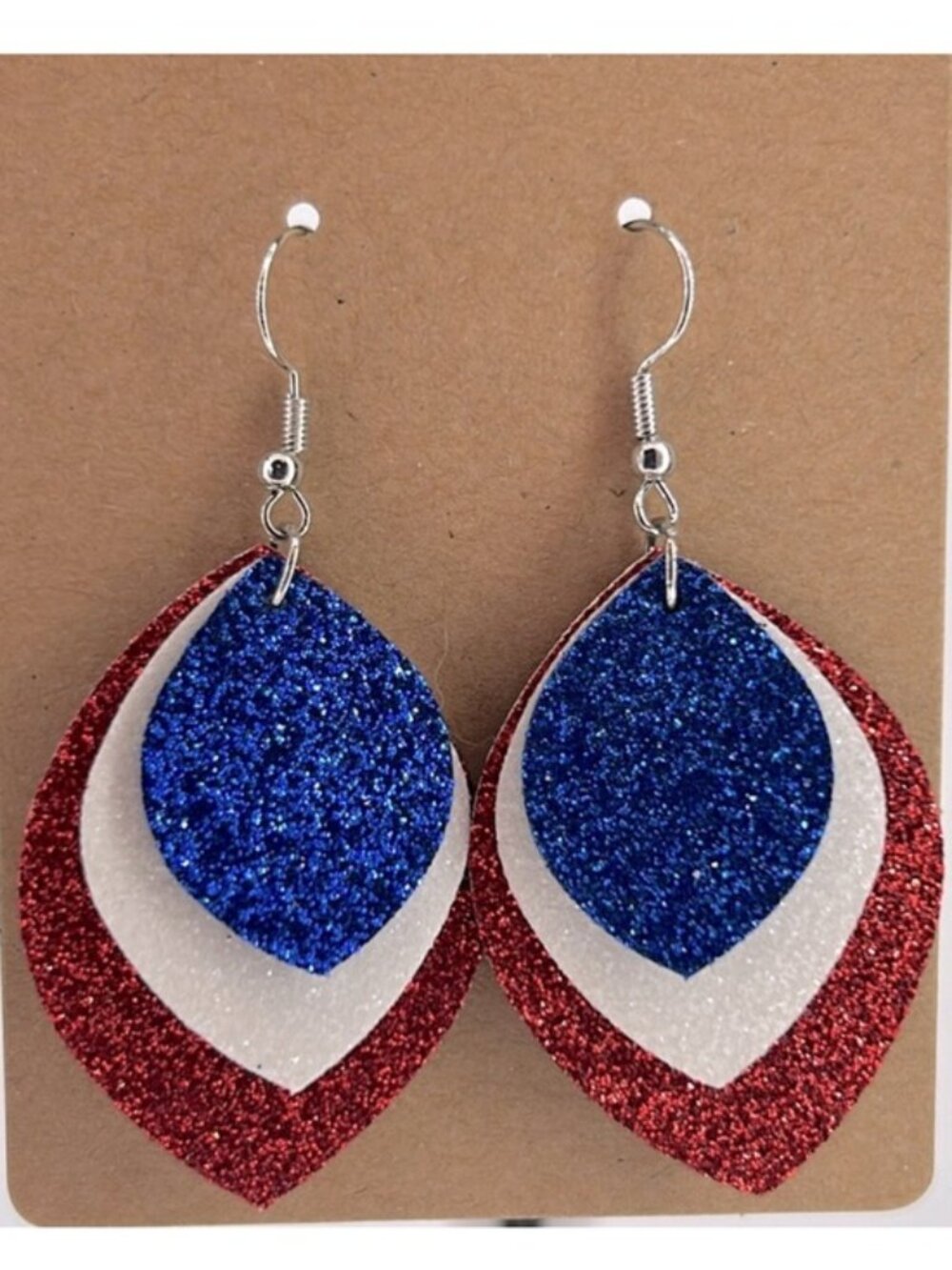 Mini Faux Leather Earrings Red White Blue Patriotic USA  Fashion Jewelry